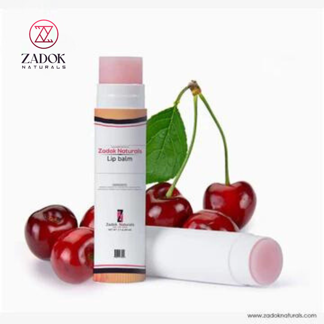 Lip balm in a small tube or jar mockup, showcasing a smooth texture and natural, soothing ingredients.