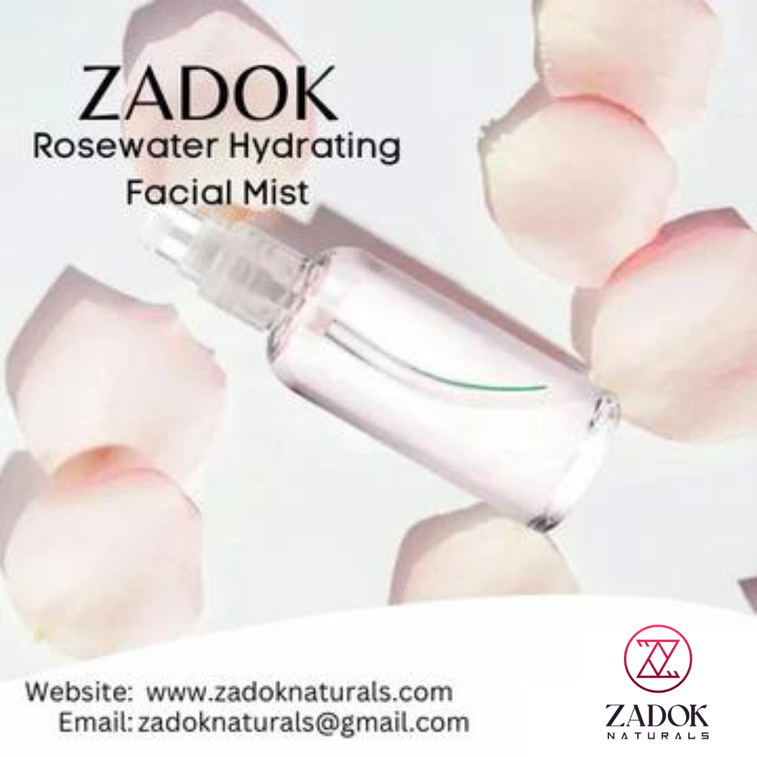 Rosewater hydrating facial mist in a sleek spray bottle mockup, featuring soft pink tones and a refreshing, soothing aesthetic.