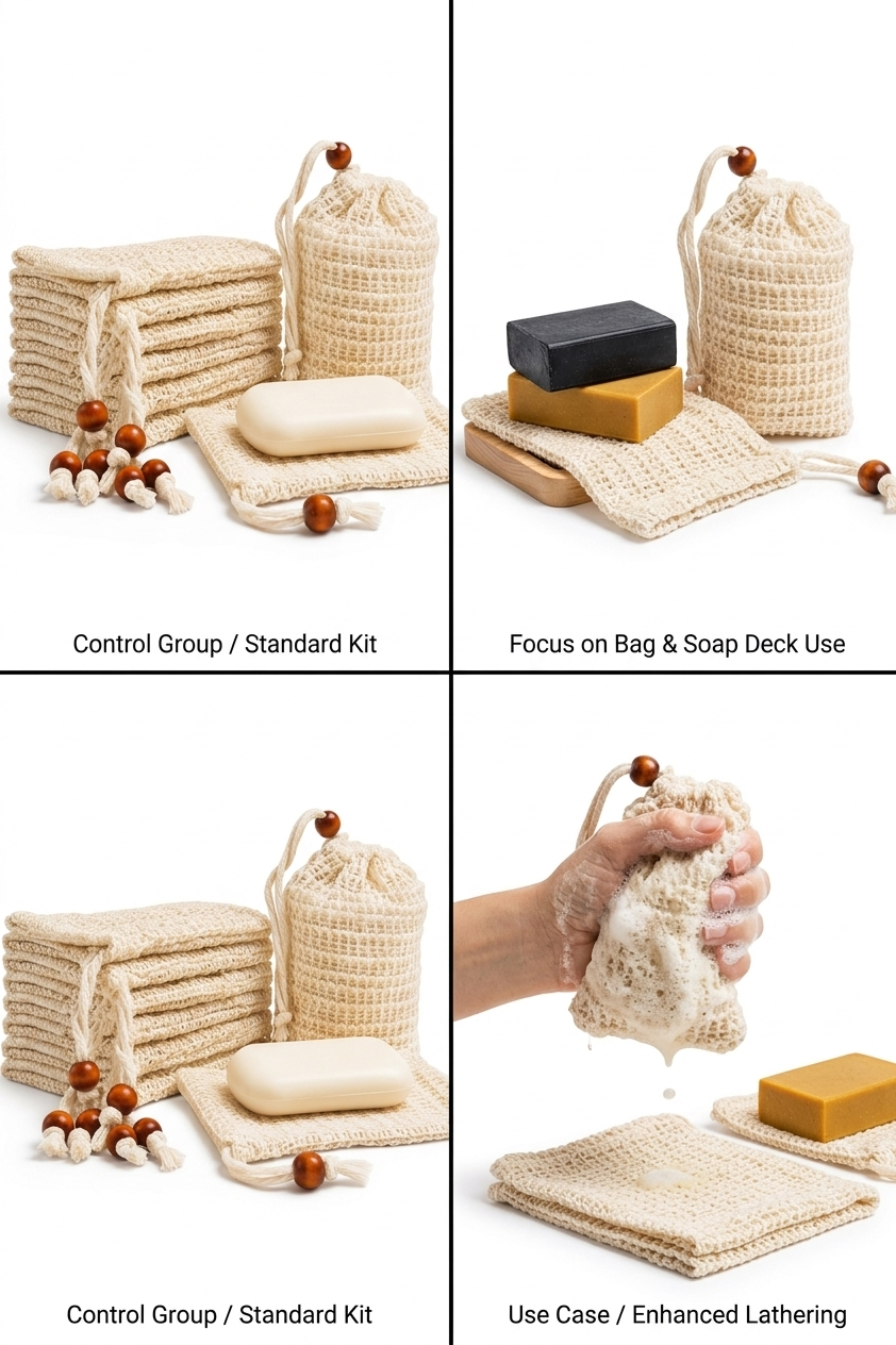 Zadok Naturals Exfoliating Sisal Soap Saver Pouch – Natural Agave Fiber Soap Bag with Drawstring & Wooden Bead, Eco-Friendly Bath Mesh for Rich Lather and Extending Soap Life